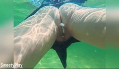 Creampie underwater – Stranger cum inside my pussy on the beach