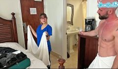 The Naughty Hotel Maid and the Thick Cock Surprise: From Towel Drop to Creampie Tease and Cum on Tits