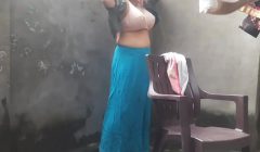 Wife bathing outdoor yard